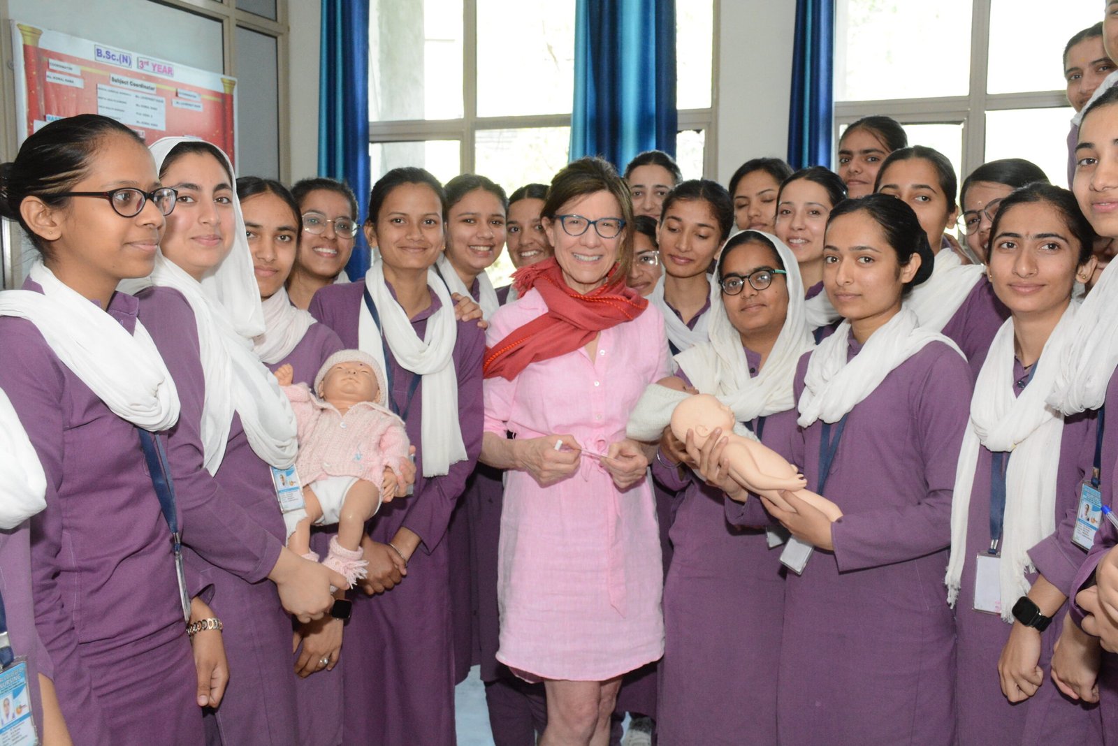 Doona scott tilley with students of Akal college of nursing 