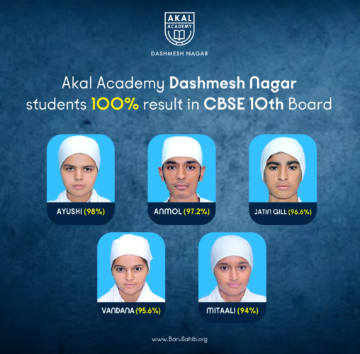 Akal Academy Dashmesh Nagar Celebrates 100% CBSE 10th Board Result