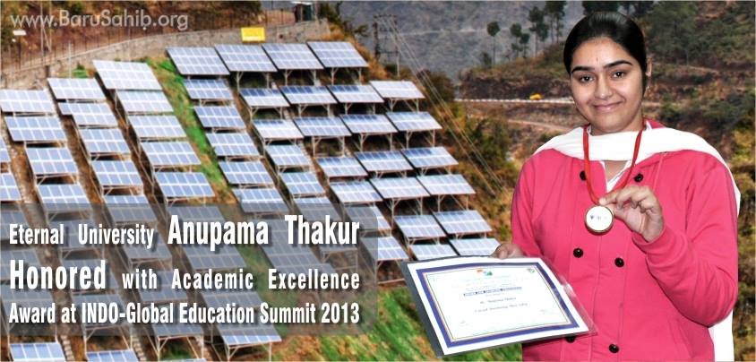 Eternal University Baru Sahib’s Anupama Thakur Honored with Academic Excellence Award at INDO-Global Education Summit 2013