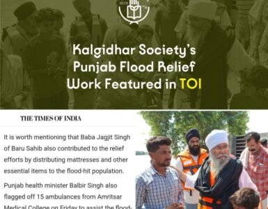 Times of India Applauds Kalgidhar Society’s Punjab Flood Relief Efforts