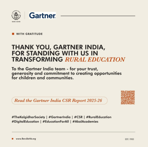 Gartner India CSR Report 2025–26 Recognises Kalgidhar Society’s Rural Education Impact